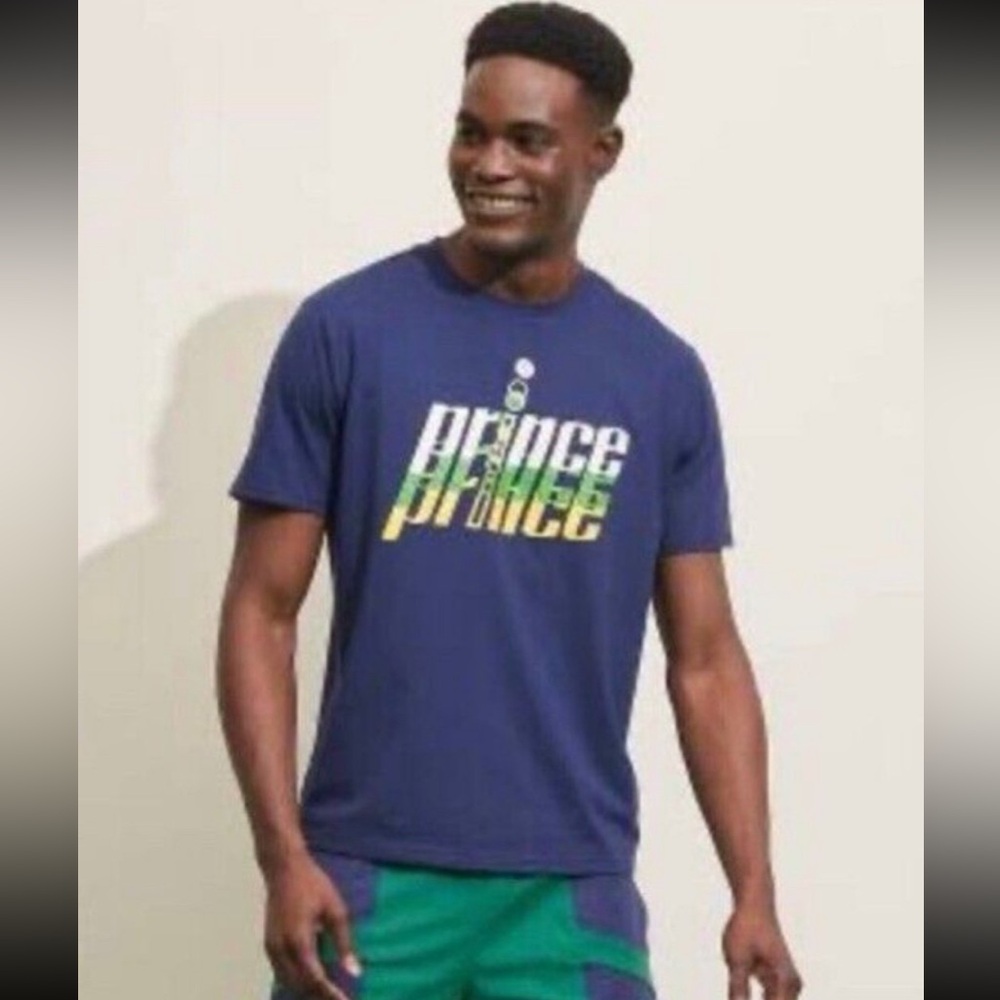 Prince Pickleball Men's Navy Blue Logo Short Sleeve Tennis T-Shirt Sz XL NWT